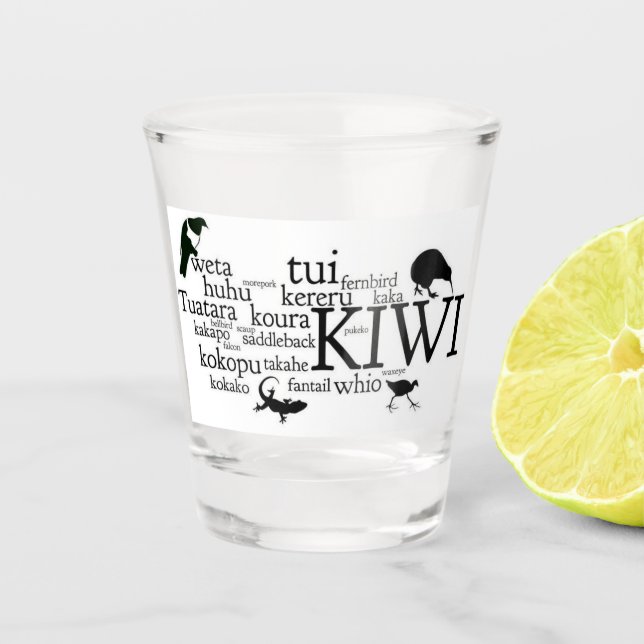 New Zealand Iconic Animals Shot Glass (Front)