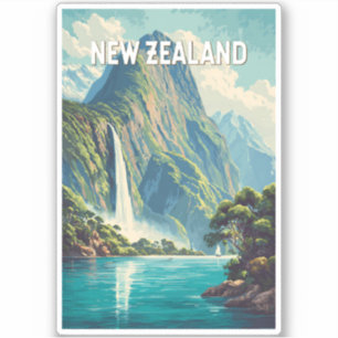 New Zealand Illustration Travel Art Vintage