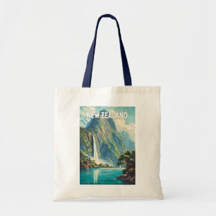 New Zealand Illustration Travel Art Vintage Tote Bag