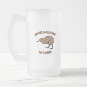 New Zealand Is Calling Frosted Glass Beer Mug