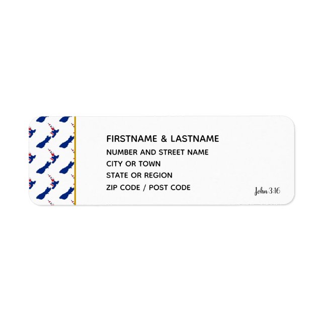 NEW ZEALAND John 3:16 Sticker Return Address Label (Front)