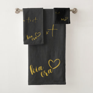 NEW ZEALAND KIA ORA AOTEAROA NZ MĀORI KIWI GOLD BATH TOWEL SET