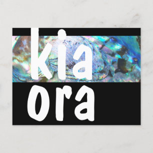NEW ZEALAND KIA ORA GREETING PAUA BLACK NZ CUSTOM POSTCARD