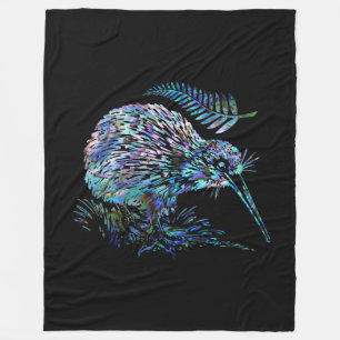 NEW ZEALAND KIWI AND FERN PAUA FLEECE BLANKET