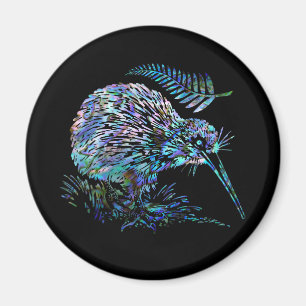 NEW ZEALAND KIWI AND FERN PAUA MAGNET