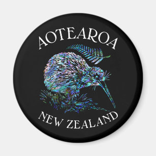 NEW ZEALAND KIWI AND FERN PAUA MAGNET