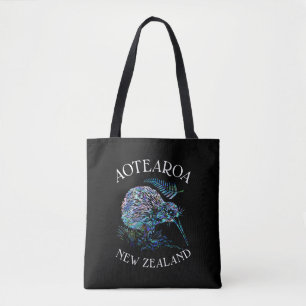 NEW ZEALAND KIWI AND FERN PAUA TOTE BAG