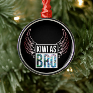 NEW ZEALAND KIWI AS BRO SIMPLE PAUA METAL TREE DECORATION