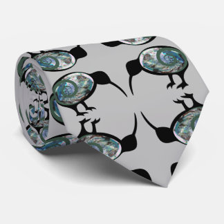 NEW ZEALAND KIWI BIRD BLACK PAUA PATTERN NZ KORU  TIE