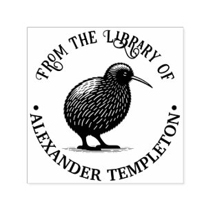 New Zealand Kiwi Bird Library Book Name Self-inking Stamp