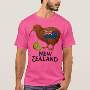 New Zealand Kiwi Bird Nz Flag Travel Design T-Shirt