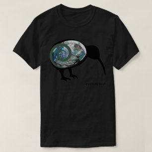 NEW ZEALAND KIWI BIRD PAUA BLACK GREEN FERN KORU  T-Shirt