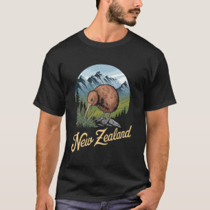 New Zealand Kiwi Bird Retro Nature NZ Cute Wildlif T-Shirt