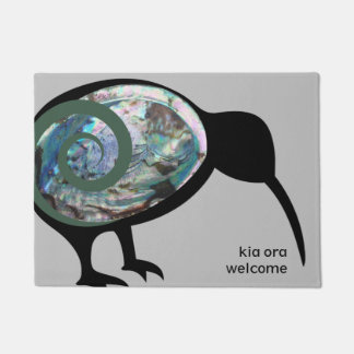 NEW ZEALAND KIWI BLACK PAUA FERN KORU KIA ORA NZ DOORMAT