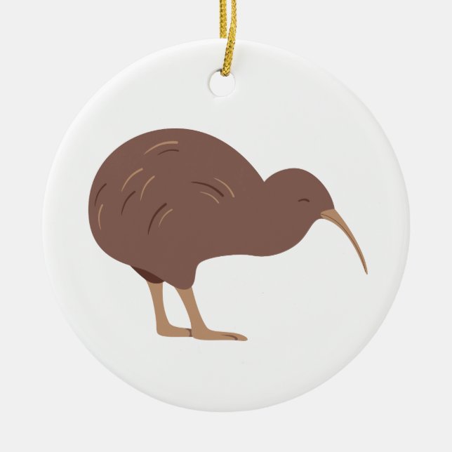 New Zealand Kiwi Ceramic Tree Decoration (Front)