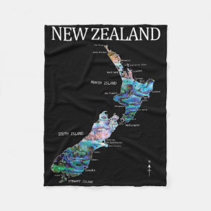 New Zealand Kiwi Detailed Map  Fleece Blanket