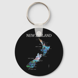 New Zealand Kiwi Detailed Map Key Ring