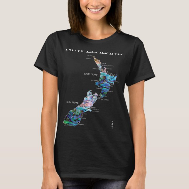 New Zealand Kiwi Detailed Map  T-Shirt (Front)