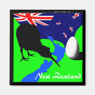 New Zealand, Kiwi, Flag (Magnet) Magnet