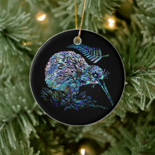 NEW ZEALAND KIWI PAUA CHRISTMAS ORNAMENT