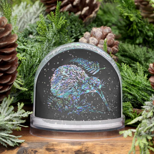 NEW ZEALAND KIWI PAUA CHRISTMAS ORNAMENT SNOWGLOBE (Winter)