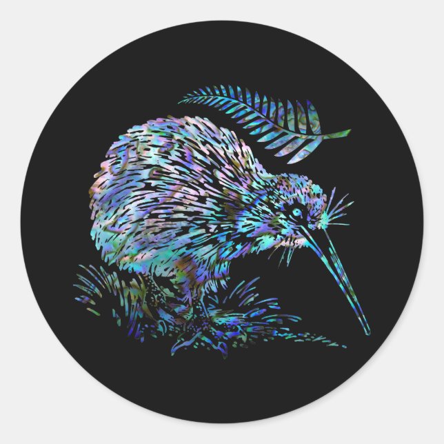 NEW ZEALAND KIWI PAUA CLASSIC ROUND STICKER (Front)