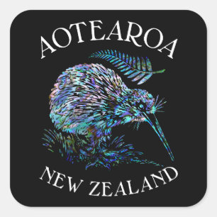 NEW ZEALAND KIWI PAUA SQUARE STICKER