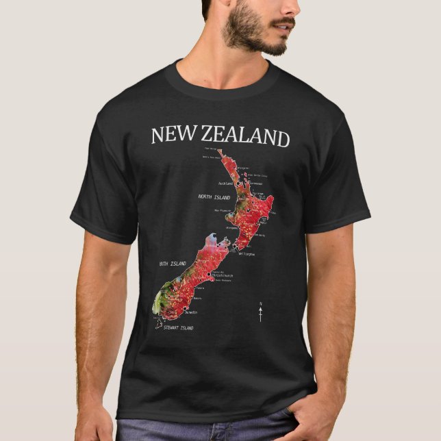 NEW ZEALAND KIWI POHUTUKAWA MAP T-Shirt (Front)
