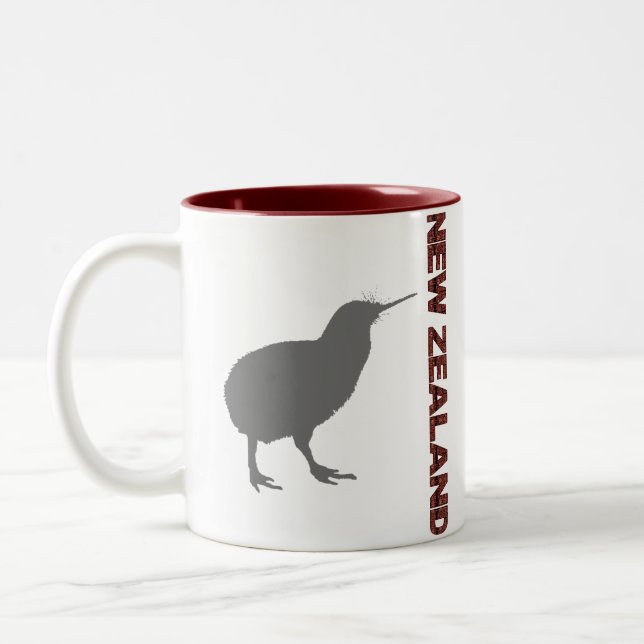 New Zealand Kiwi Red Ringer Coffee Mug Cup (Left)