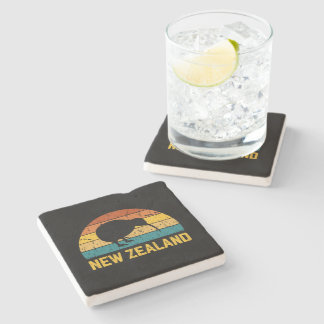 New Zealand Kiwi Retro  Stone Coaster