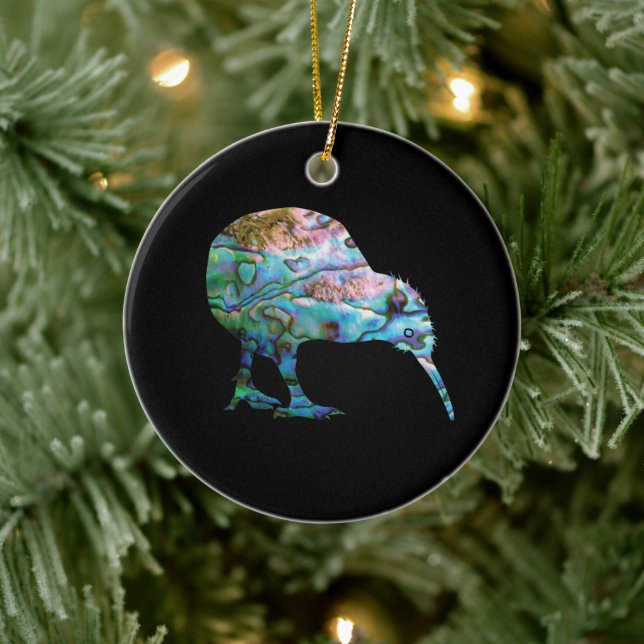 NEW ZEALAND KIWI SIMPLE PAUA CERAMIC TREE DECORATION (Tree)