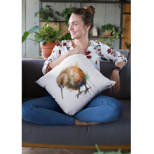New Zealand Kiwi watercolor Cushion