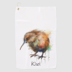 New Zealand Kiwi watercolor, customisable Golf Towel