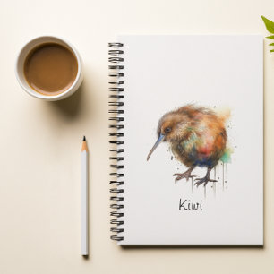 New Zealand Kiwi watercolor customisable Notebook