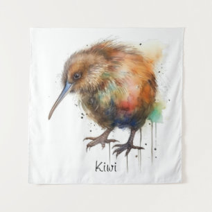 New Zealand Kiwi watercolor customisable Tapestry