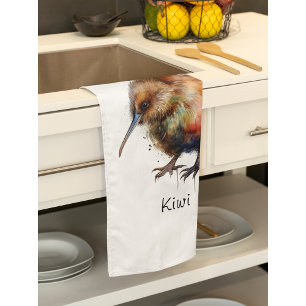 New Zealand Kiwi watercolor, customisable  Tea Towel