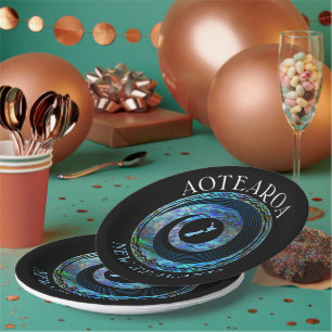 NEW ZEALAND KORU MAP PAUA PAPER PLATE