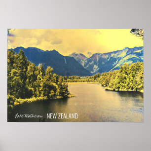 New Zealand Lake Matheson South Island Poster