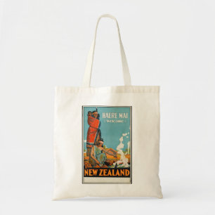 New Zealand Maori Retro Vintage Travel Poster Tote Bag