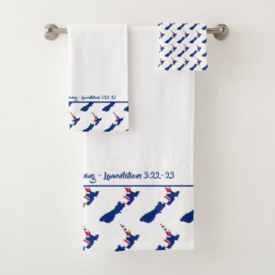NEW ZEALAND MAP Customised Christian Scripture Bath Towel Set