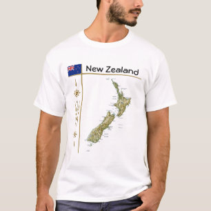 New Zealand Map + Flag + Title T-Shirt