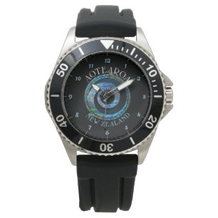 NEW ZEALAND MAP KORU PAUA WATCH