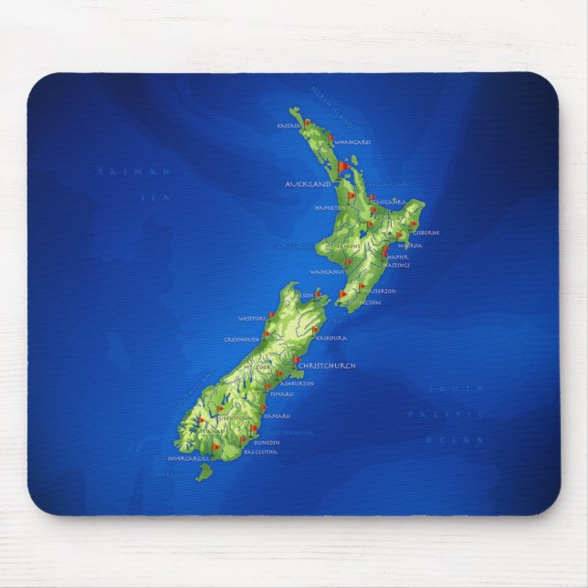 New Zealand Map Mouse Mat (Front)