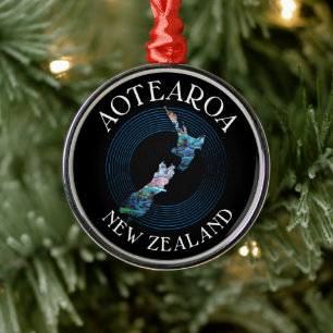 NEW ZEALAND MAP PAUA CHRISTMAS ORNAMENT