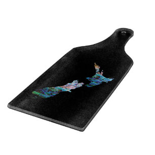 NEW ZEALAND MAP PAUA CUTTING BOARD