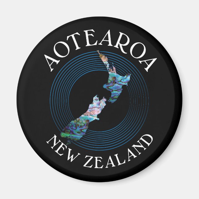 NEW ZEALAND MAP PAUA MAGNET (Front)