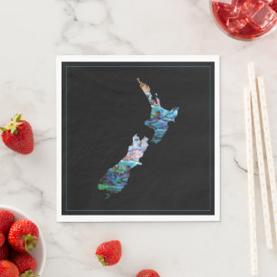 NEW ZEALAND MAP PAUA NAPKIN