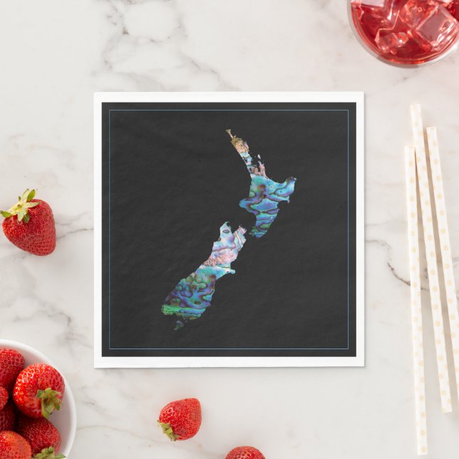 NEW ZEALAND MAP PAUA NAPKIN (Insitu)
