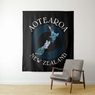 NEW ZEALAND MAP PAUA TAPESTRY