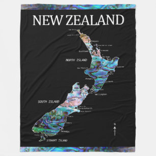 NEW ZEALAND MAP PAUA THROW BLANKET